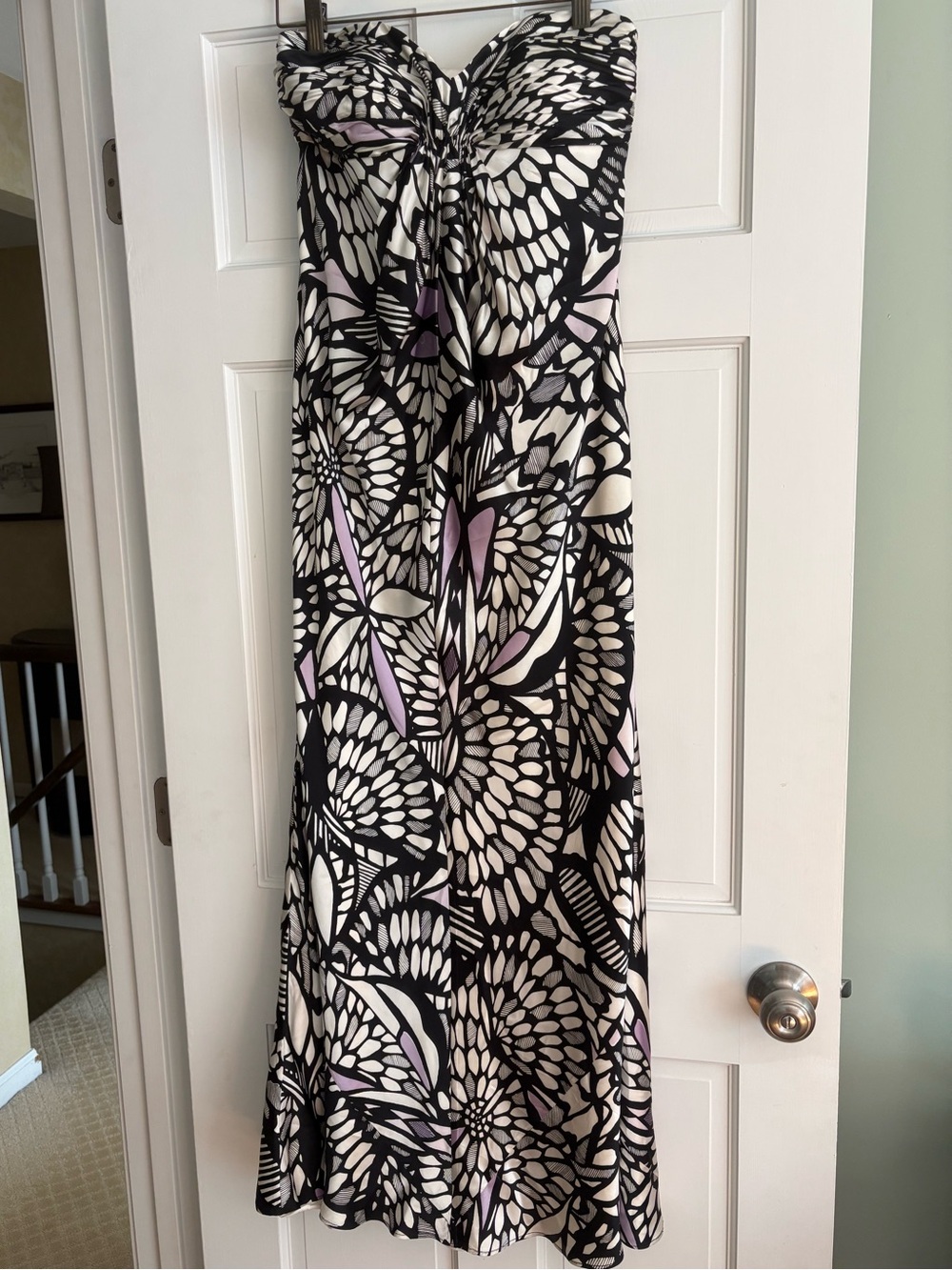 Laundry by Shelli Segal Strapless Sweetheart Long Dress Black White Purple 4 - Picture 3 of 16